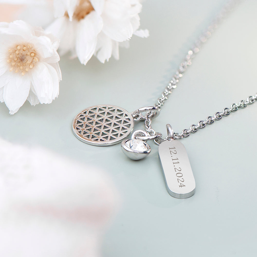 Personalised Silver Mandala Charms Necklace