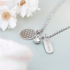 Personalised Silver Mandala Charms Necklace