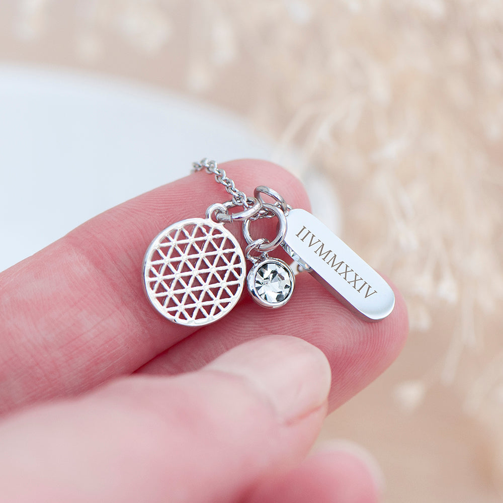 Personalised Silver Mandala Charms Necklace