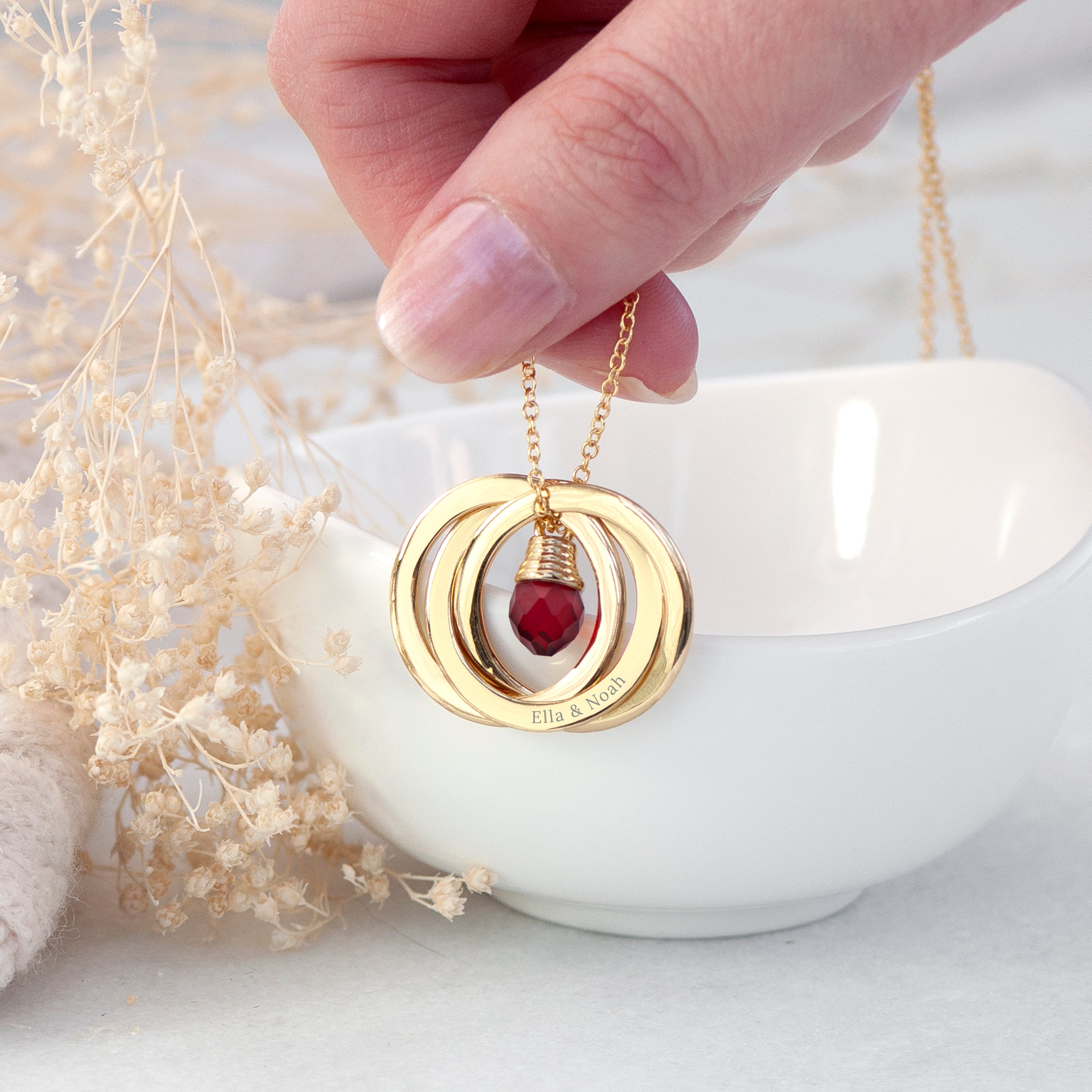 Personalised Russian Ring Crystal Necklace
