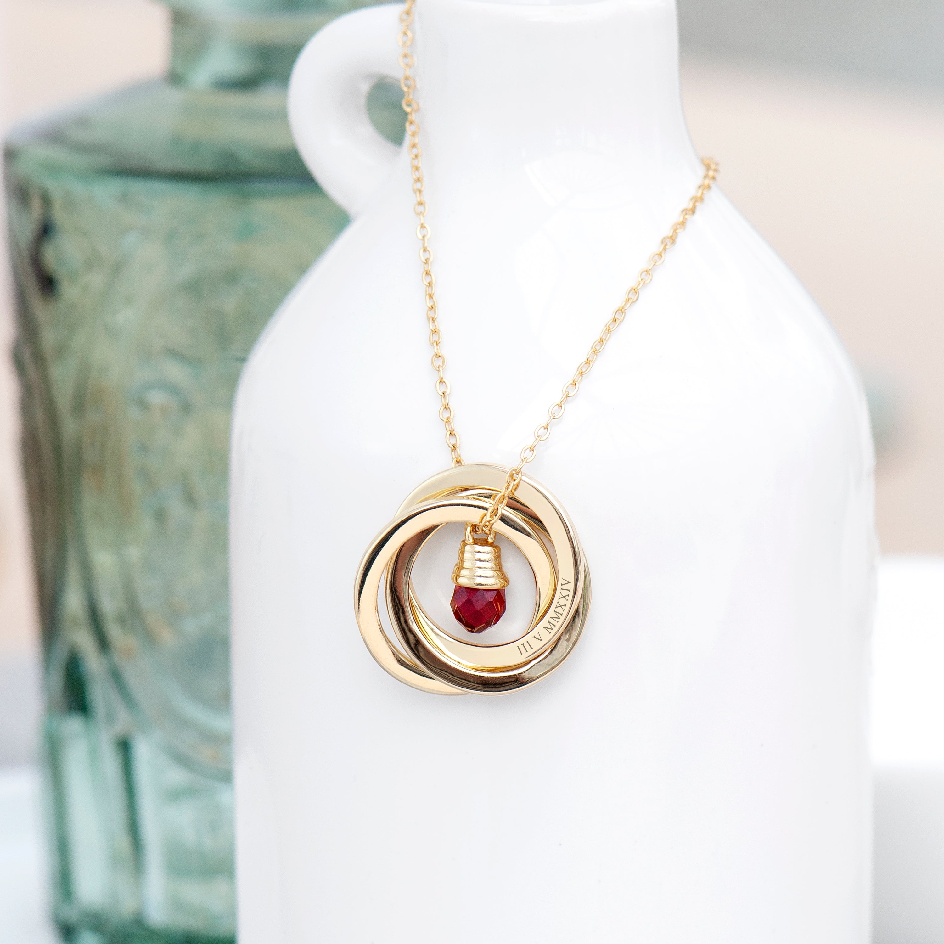 Personalised Russian Ring Crystal Necklace
