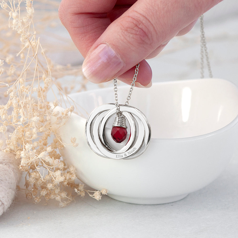 Personalised Russian Ring Crystal Necklace