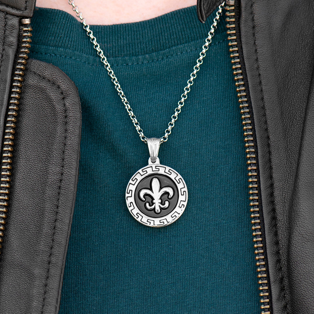 Personalised Men's Fleur-de-lis Pendant Necklace
