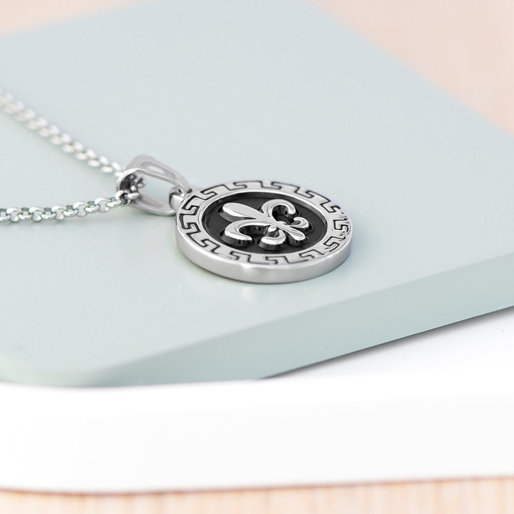 Personalised Men's Fleur-de-lis Pendant Necklace