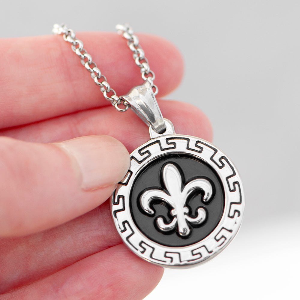 Personalised Men's Fleur-de-lis Pendant Necklace