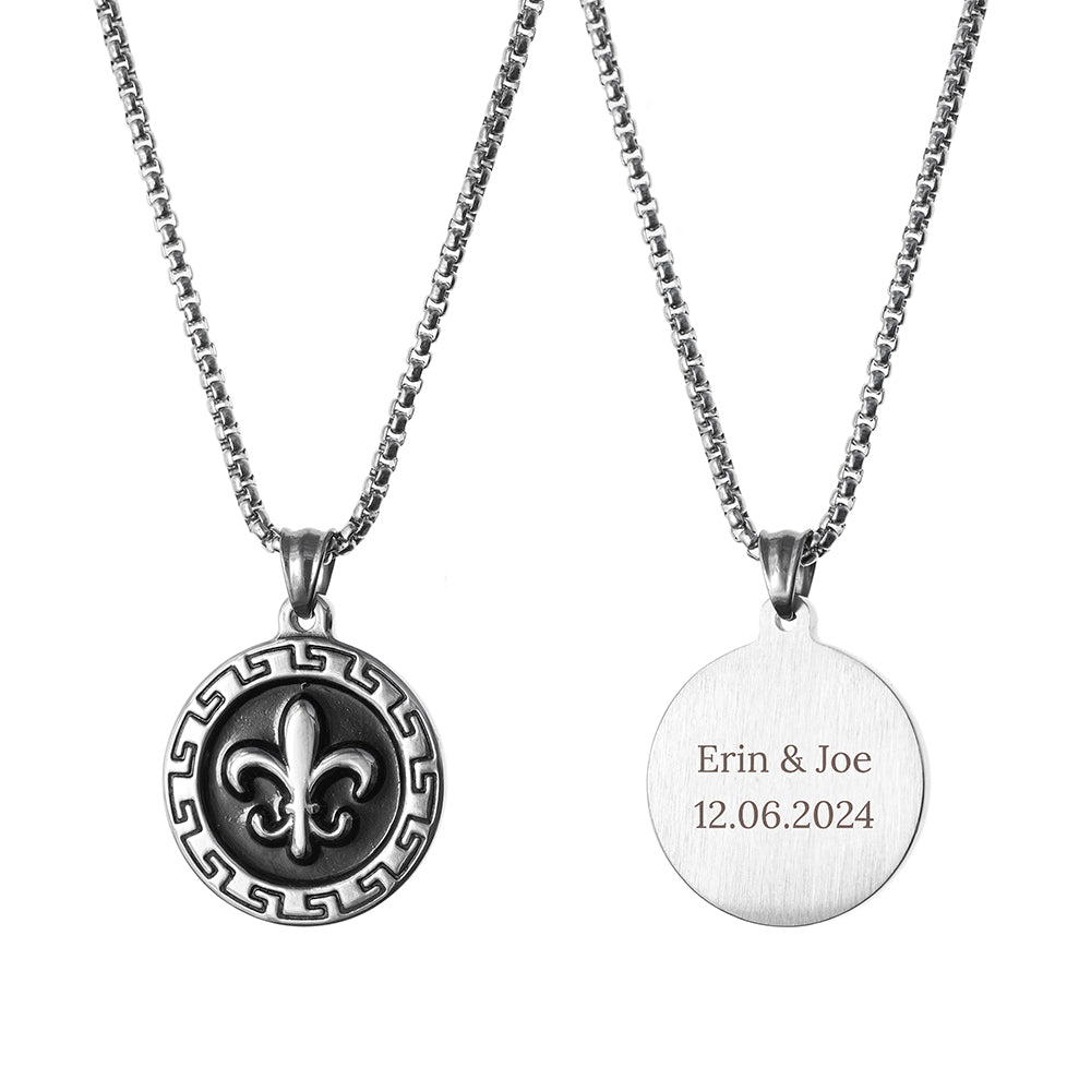 Personalised Men's Fleur-de-lis Pendant Necklace