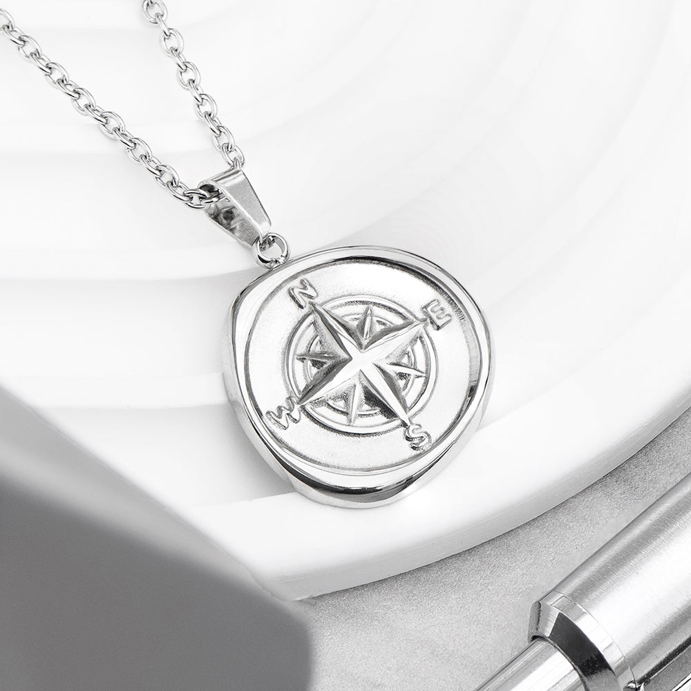 Personalised Men's Compass Amulet Necklace