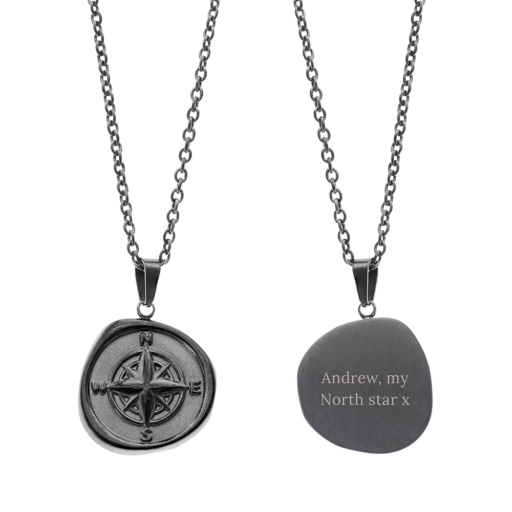 Personalised Men's Compass Amulet Necklace