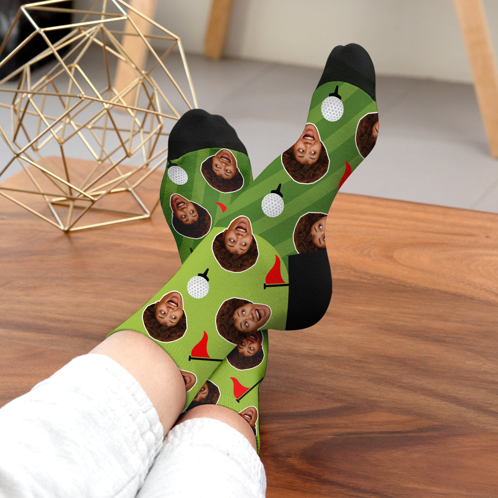 Personalised Golf Course Face Photo Socks
