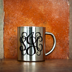 Monogrammed Ornate Silver Tone Outdoor Mug