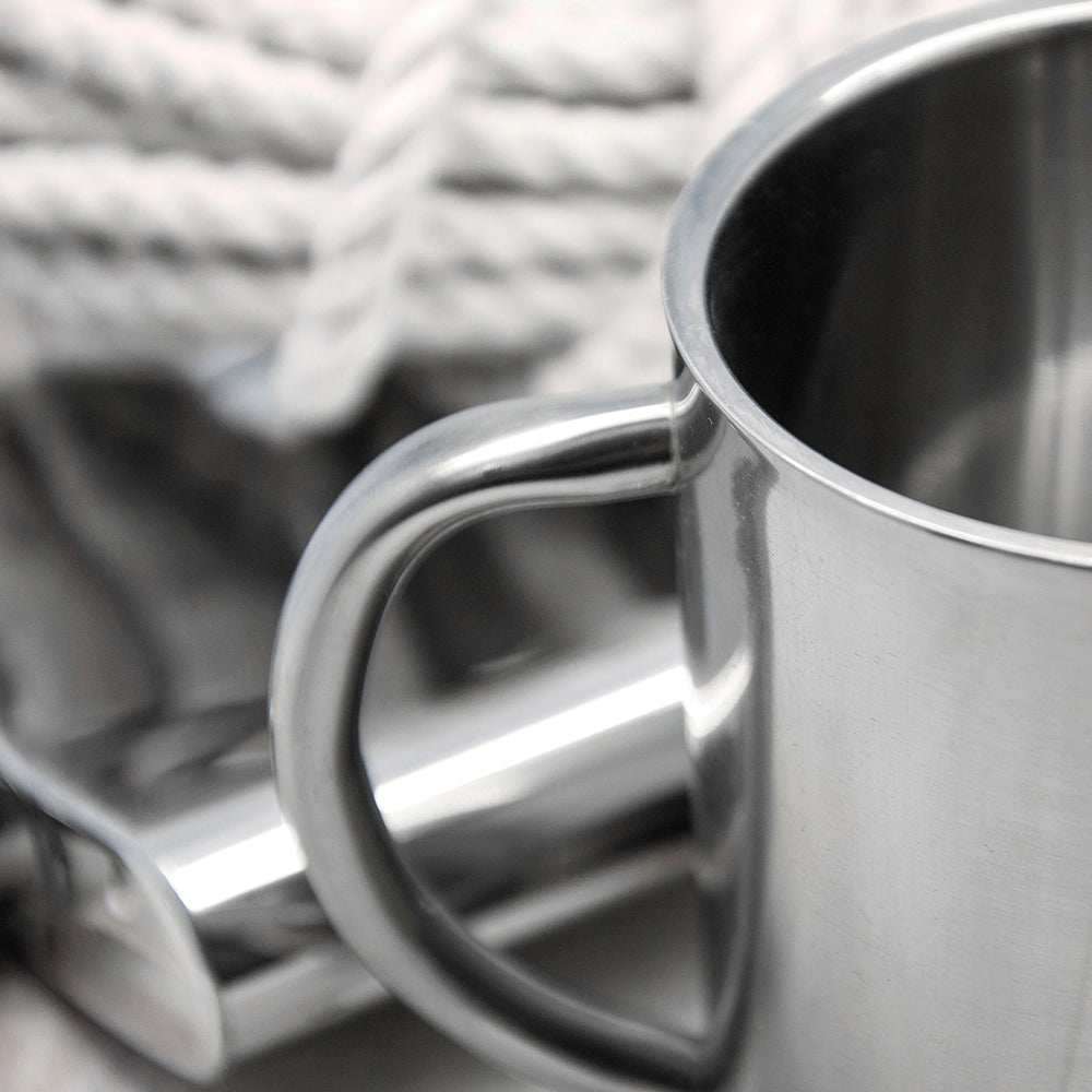 Personalised Name with Swirl Brackets Silver Outdoor Mug