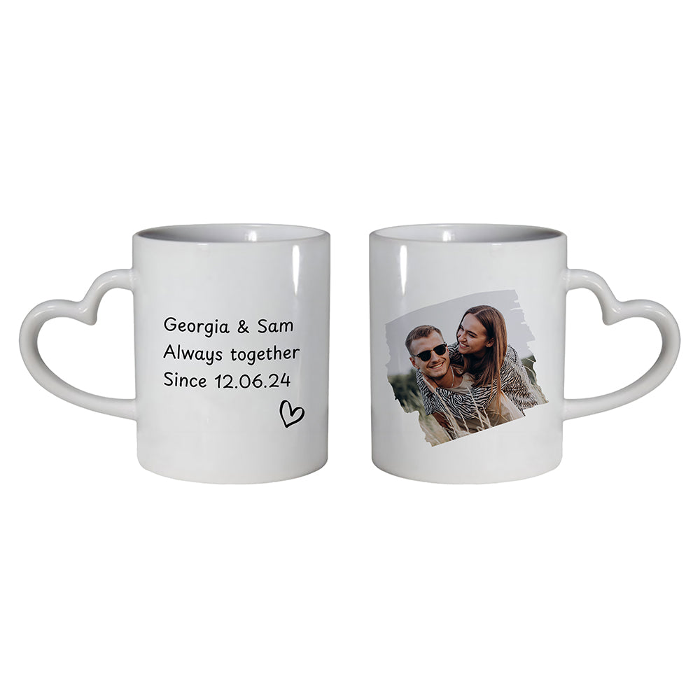 Personalised Couple's Photo Heart Handle Mug