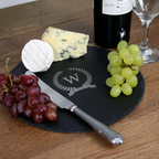 Monogrammed Wreath Round Slate Cheese Board