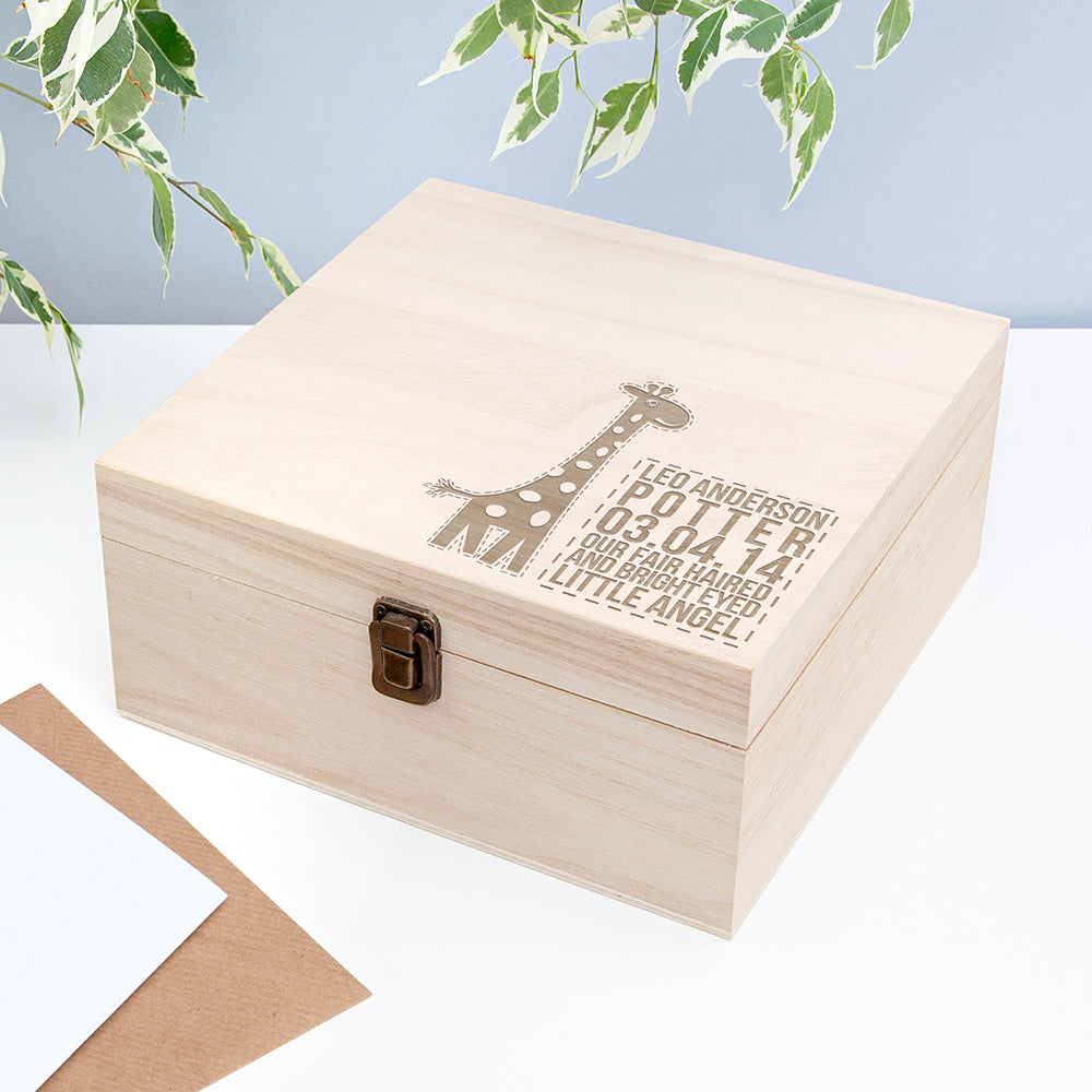 Personalised Baby Giraffe Keepsake Box - Medium