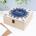 Personalised Square Christmas Eve Box With Snowflake Wreath - Medium