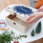 Personalised Square Christmas Eve Box With Snowflake Wreath - Medium