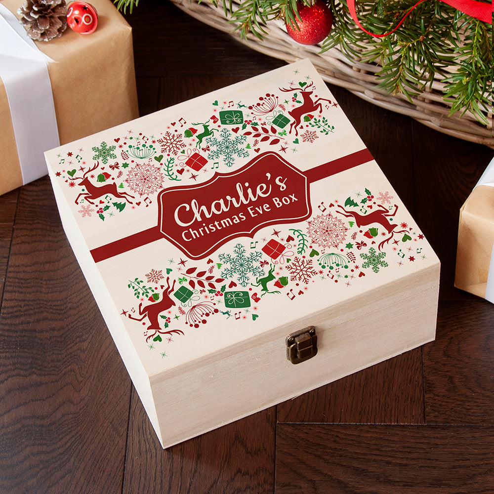 Traditional Square Christmas Eve Box RED - Medium