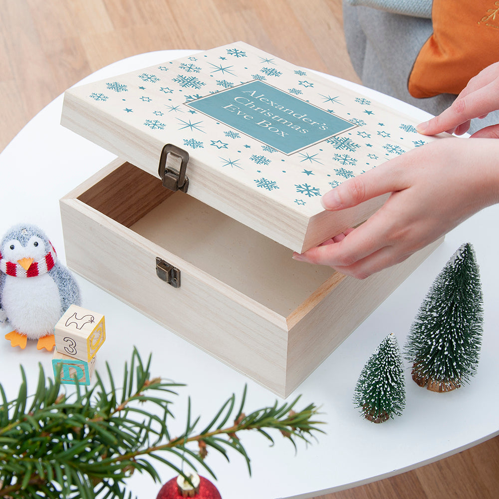 Personalised Ice Blue Snowflake Christmas Eve Box - Medium