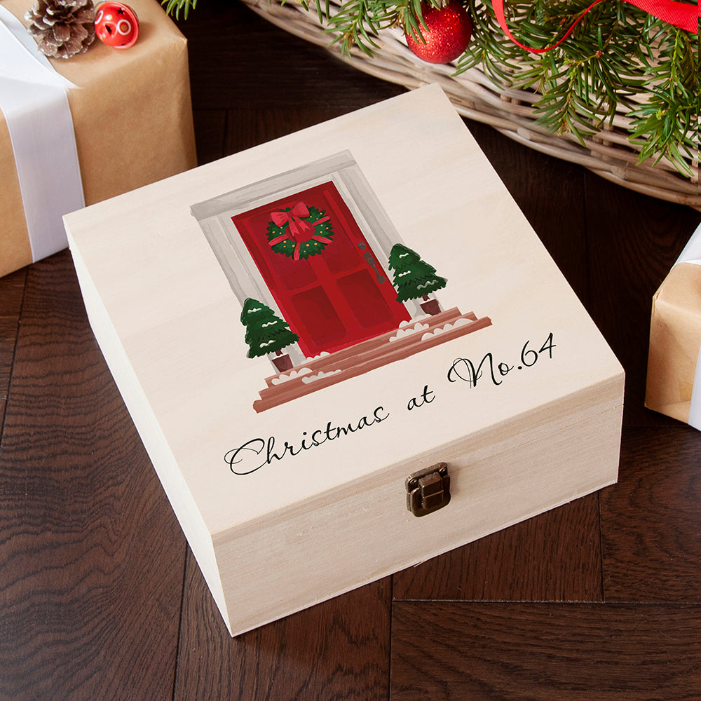 Personalised Festive Door Christmas Box - Medium