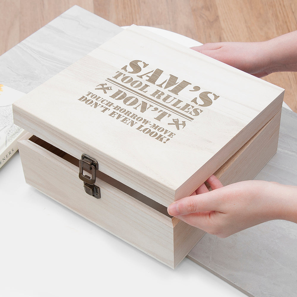 Personalised His Tools His Rules Tool Box - Medium