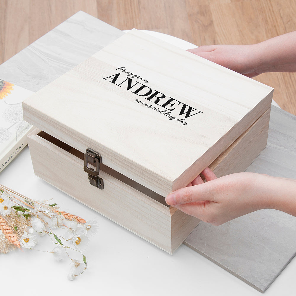 Personalised For My Groom on Our Wedding Day Box - Medium