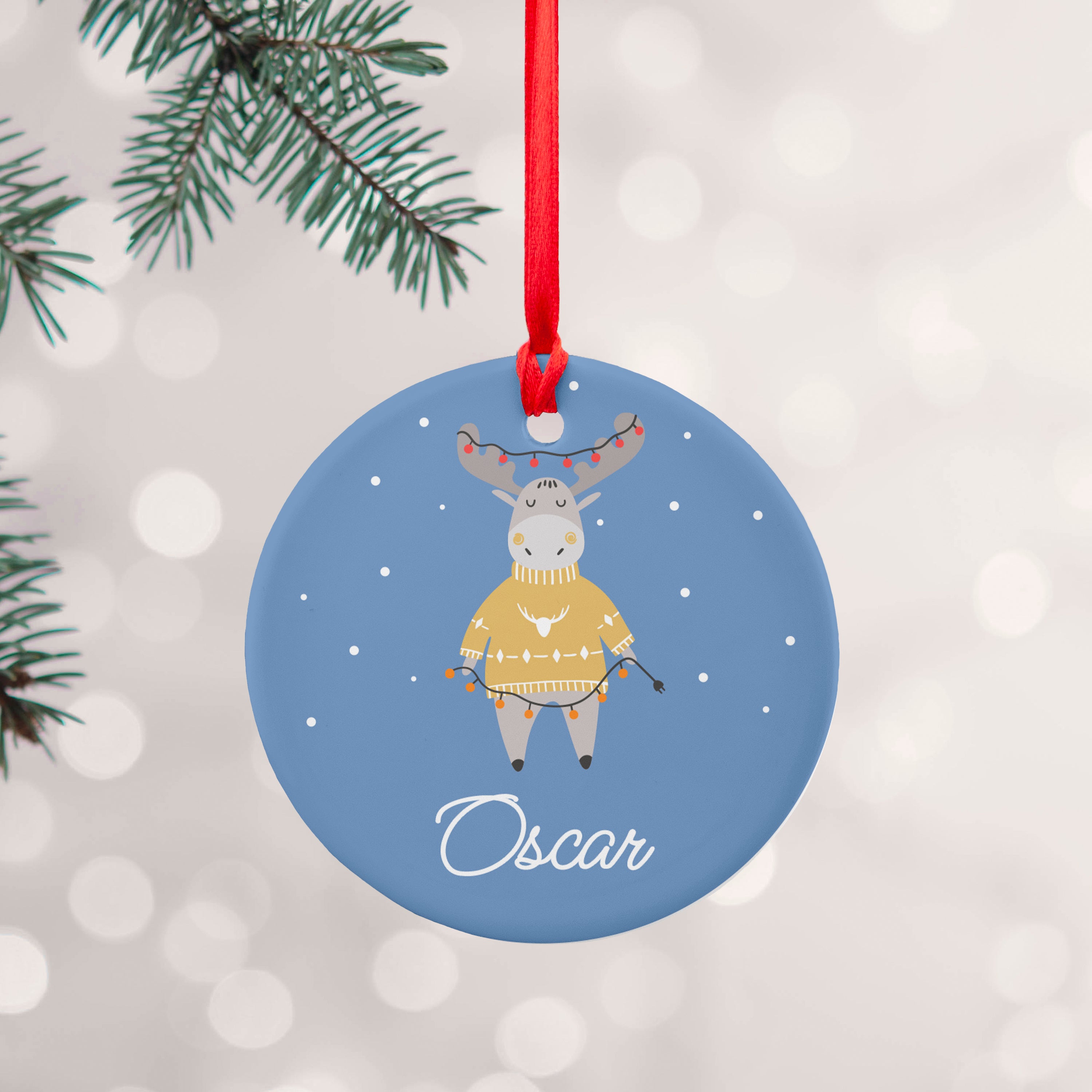 Personalised Festive Moose Christmas Decoration