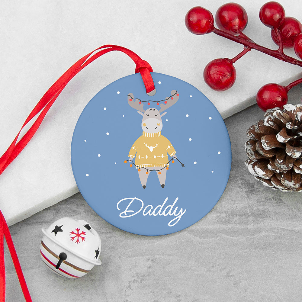 Personalised Festive Moose Christmas Decoration