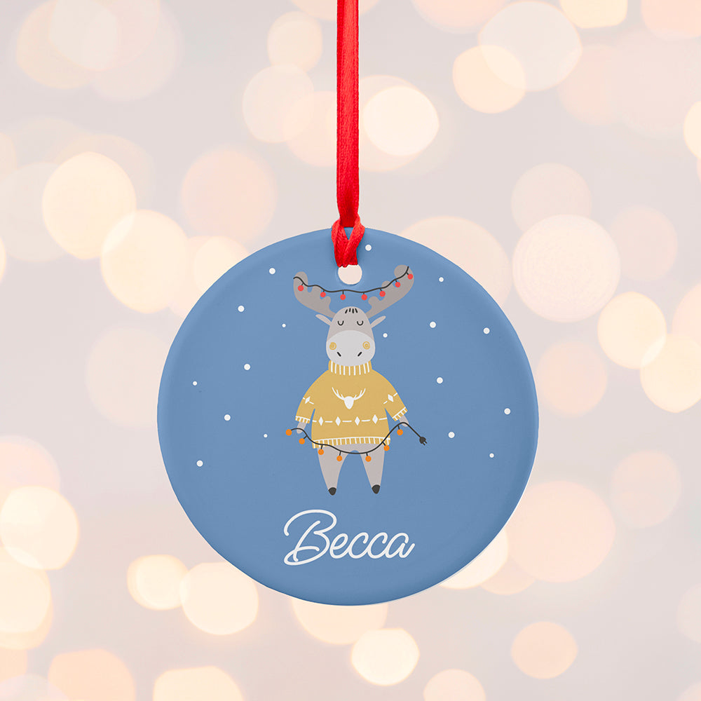 Personalised Festive Moose Christmas Decoration
