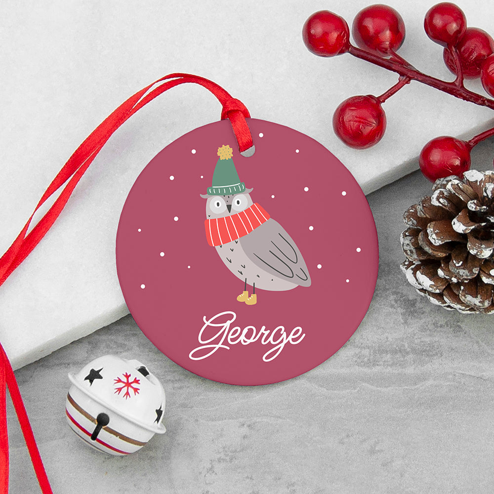 Personalised Winter Owl Christmas Decoration