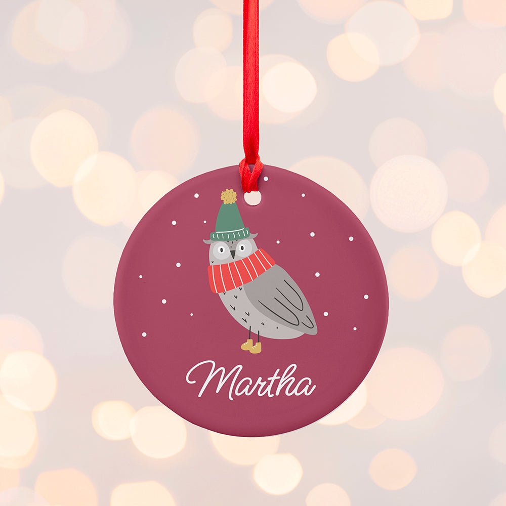 Personalised Winter Owl Christmas Decoration