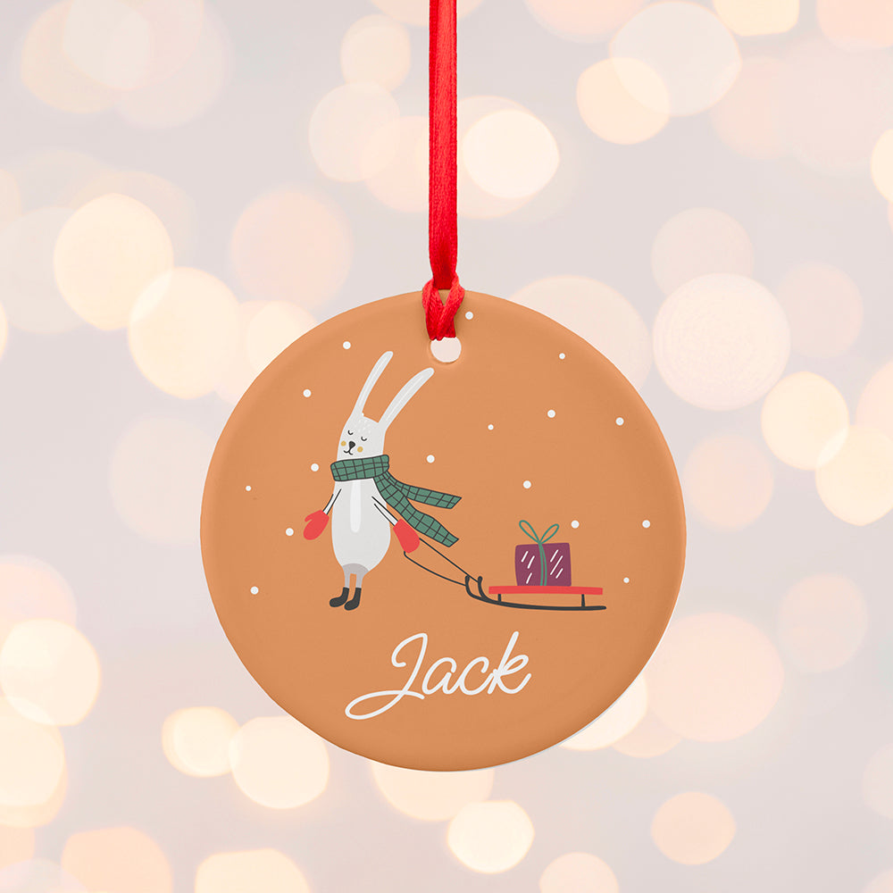 Personalised Sleigh Rabbit Christmas Decoration