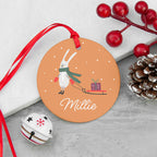 Personalised Sleigh Rabbit Christmas Decoration