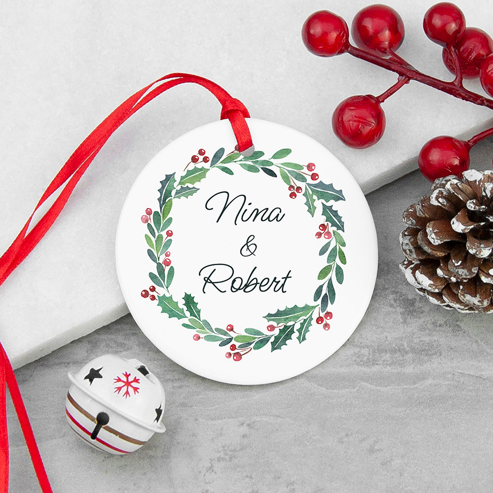 Personalised Couples Wreath Christmas Decoration