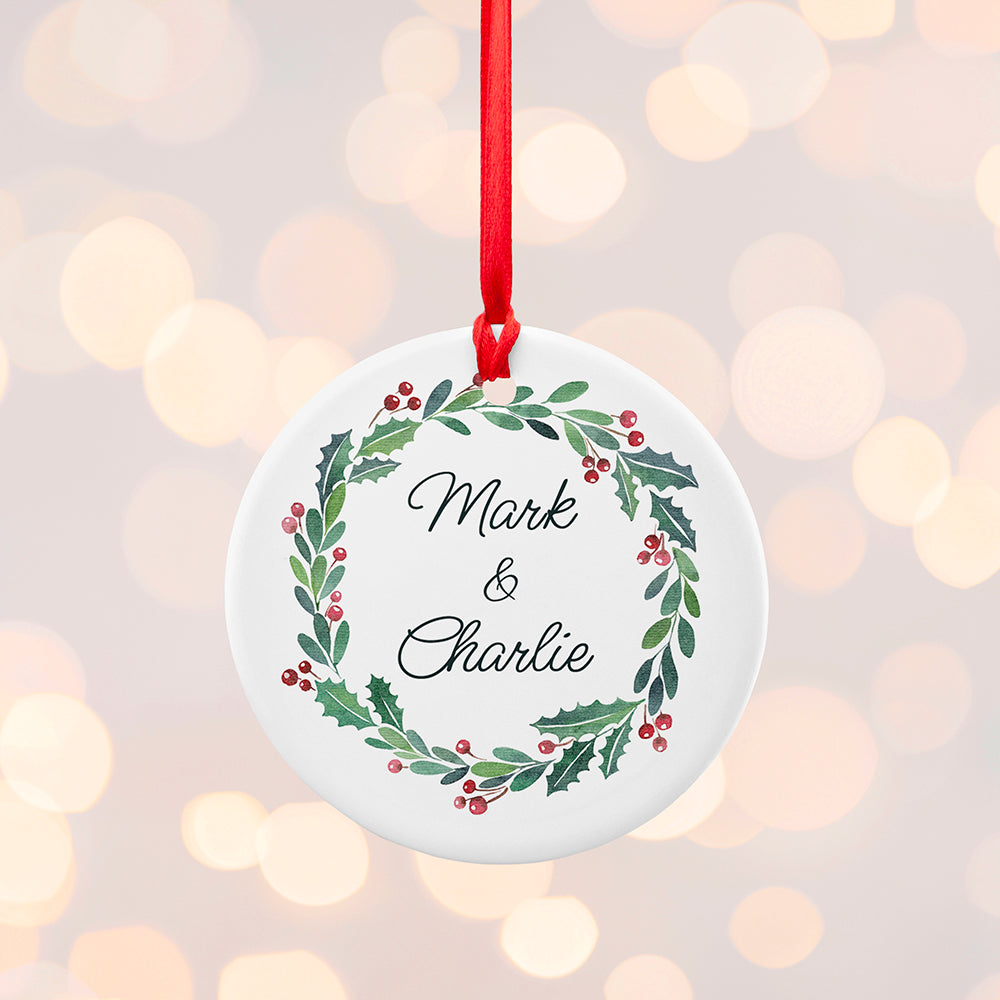 Personalised Couples Wreath Christmas Decoration