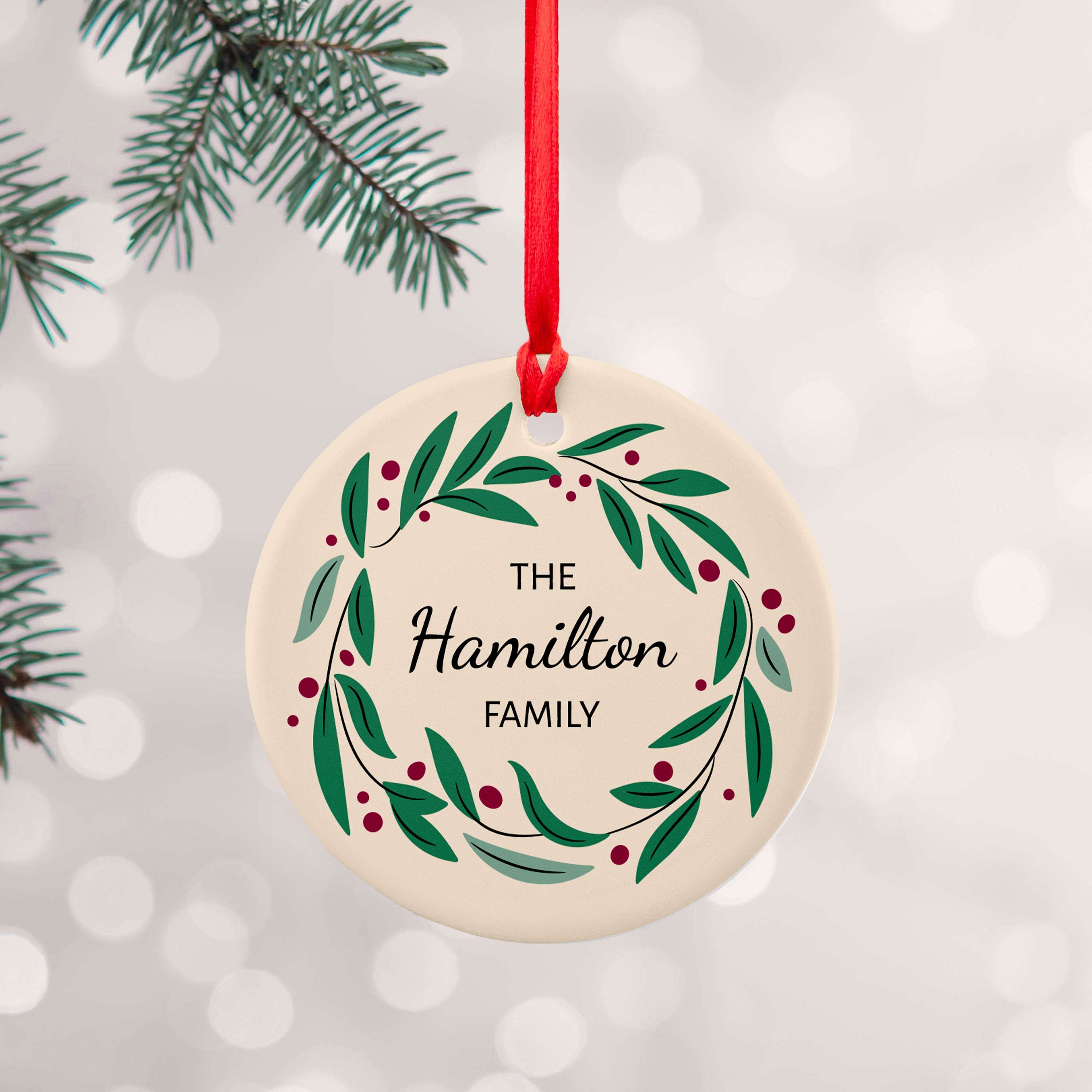 Personalised Family Wreath Christmas Decoration