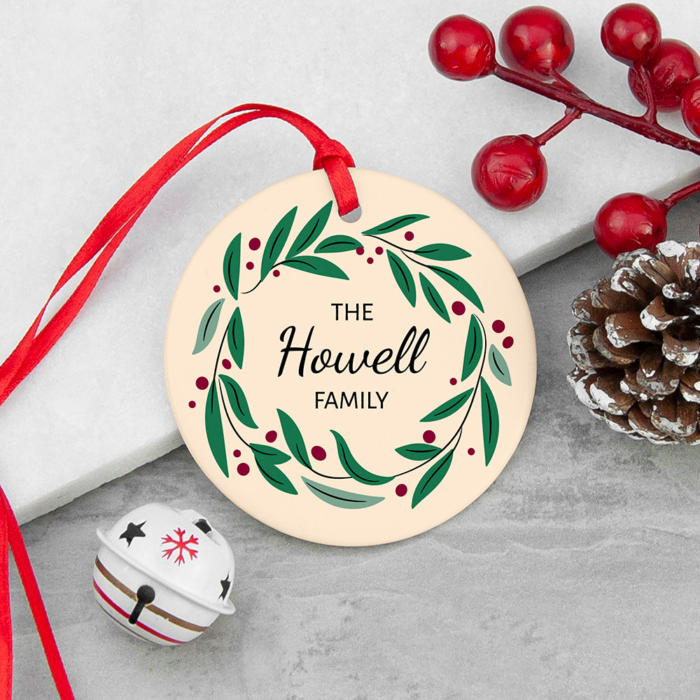 Personalised Family Wreath Christmas Decoration