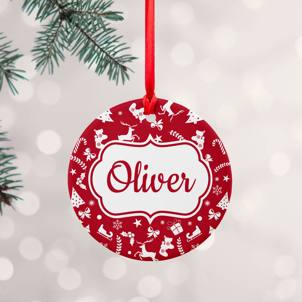 Personalised Festive Pattern Ceramic Decoration