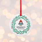 Personalised Baby Penguin 1st Christmas Decoration