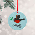 Personalised Holly Robin Christmas Decoration