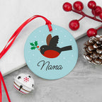 Personalised Holly Robin Christmas Decoration