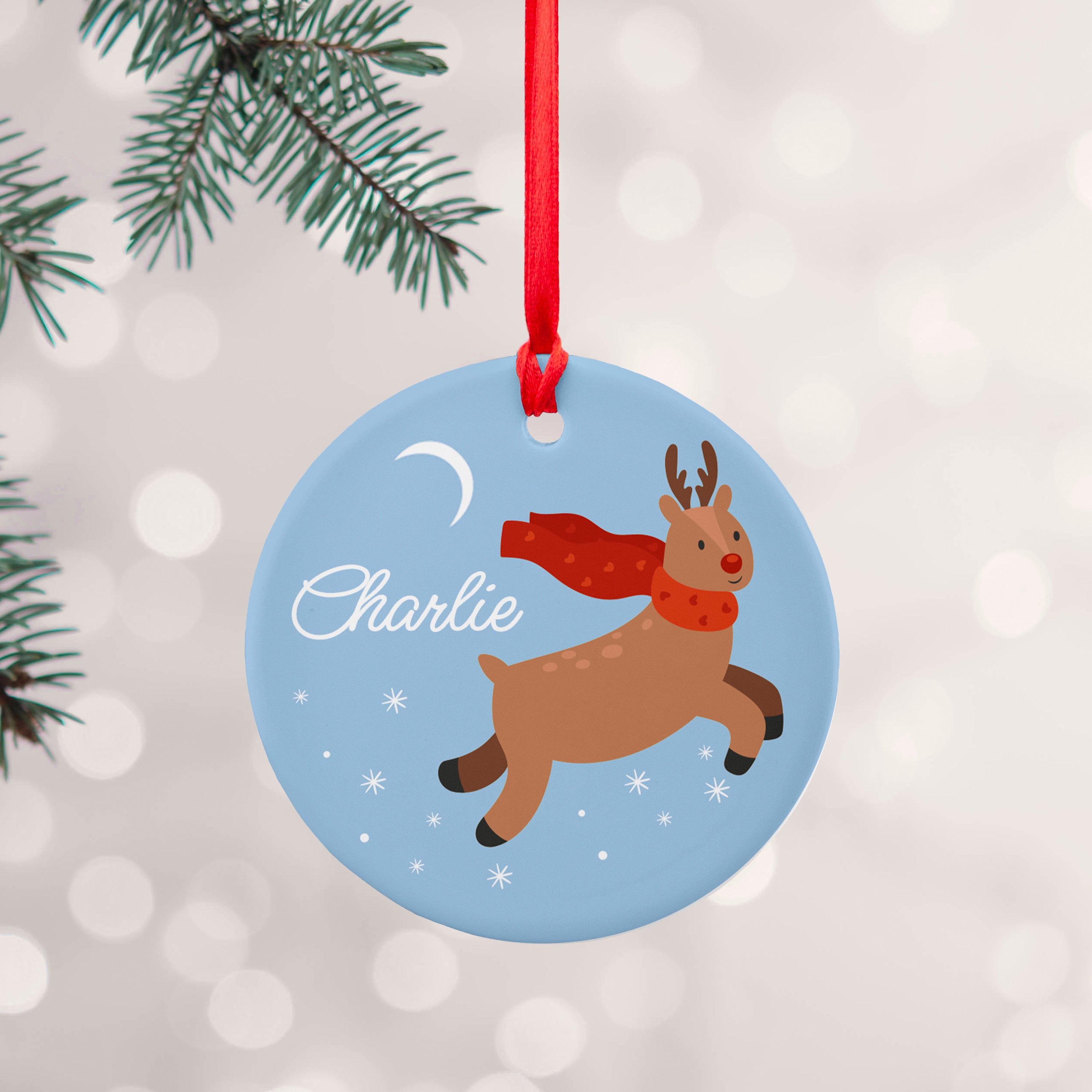 Personalised Flying Rudolph Christmas Decoration