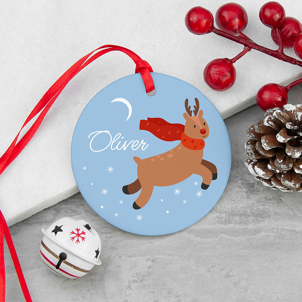 Personalised Flying Rudolph Christmas Decoration
