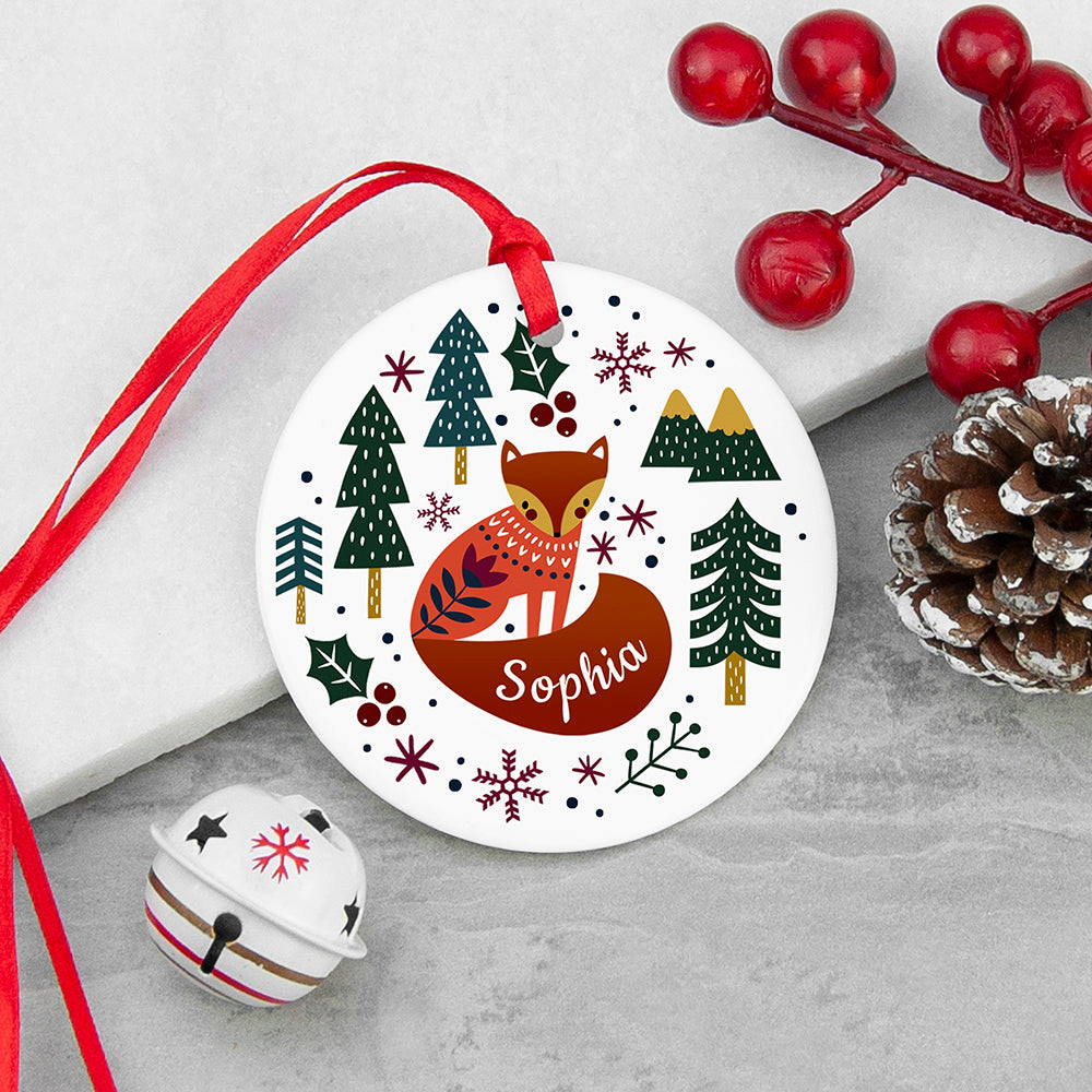 Personalised Scandi Fox Christmas Decoration