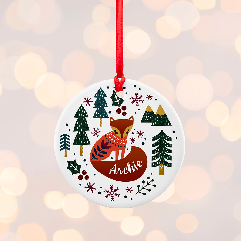 Personalised Scandi Fox Christmas Decoration