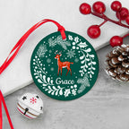 Personalised Woodland Deer Ceramic Decoration