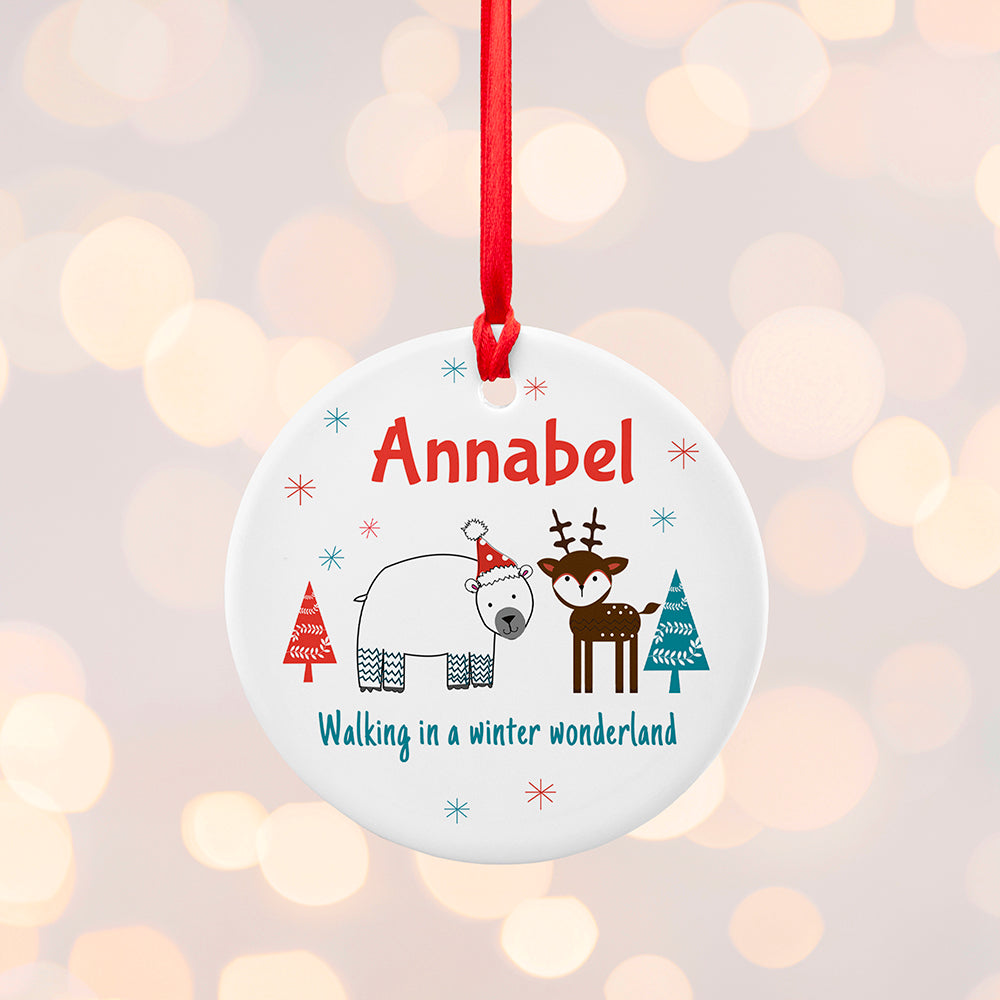 Personalised Winter Scene Ceramic Decoration