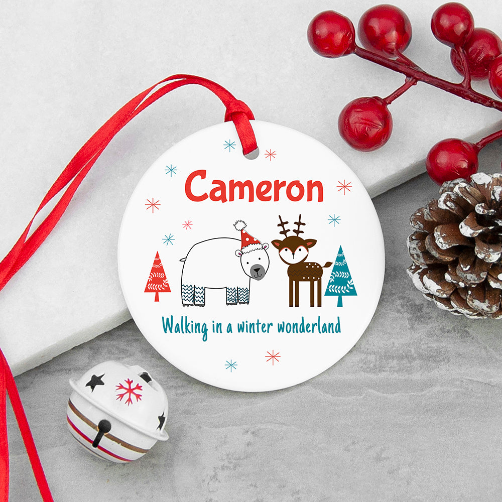 Personalised Winter Scene Ceramic Decoration