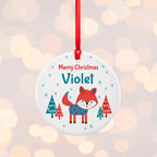 Personalised Winter Fox Ceramic Decoration
