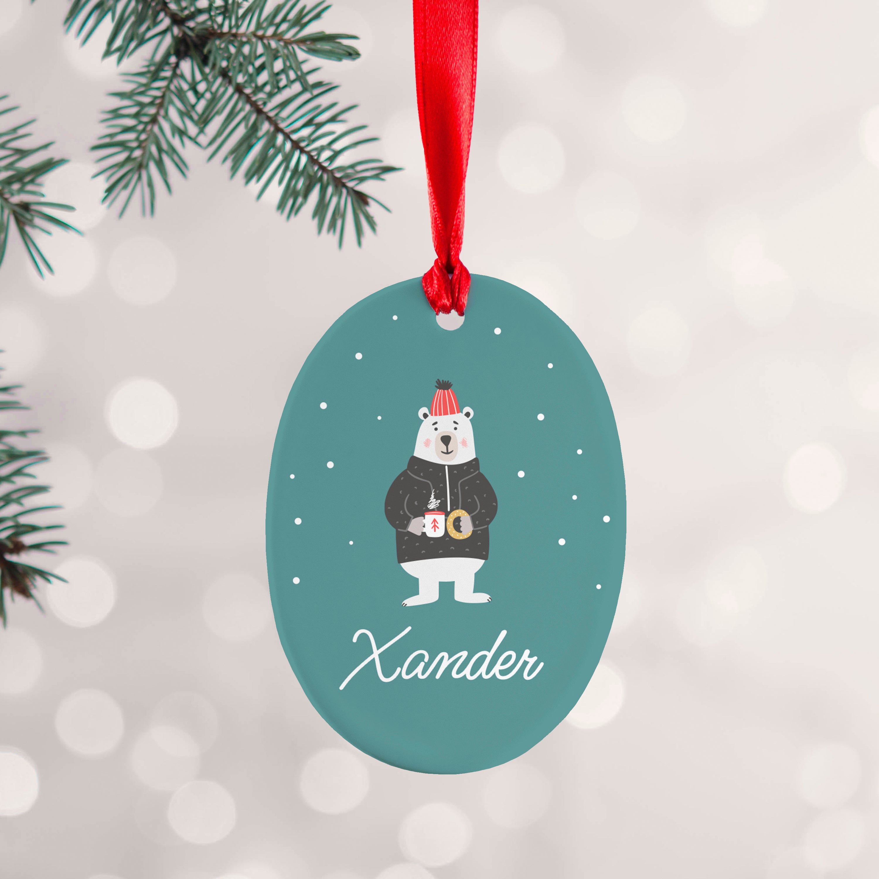 Personalised Polar Bear Christmas Decoration