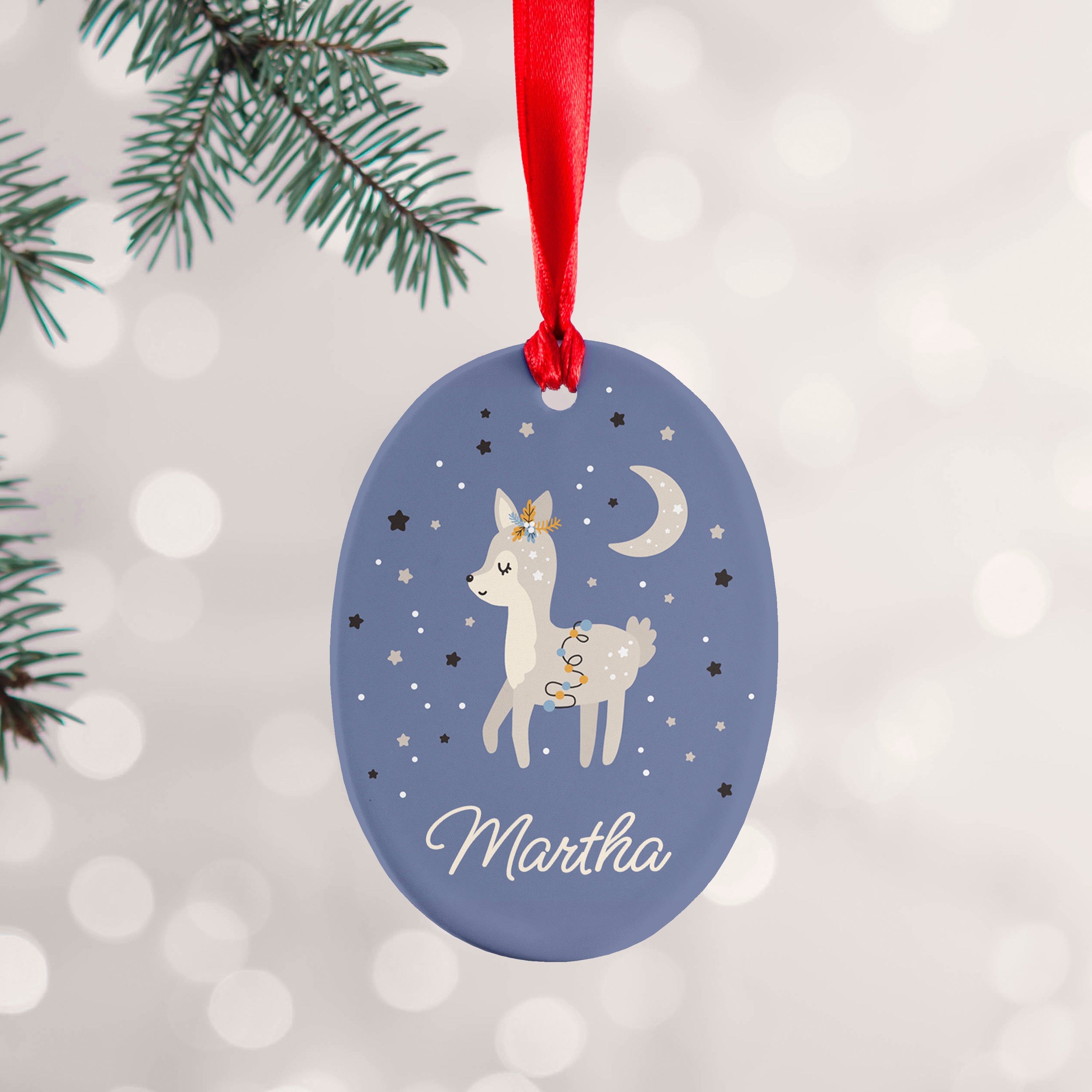 Personalised Moonlit Fawn Christmas Decoration